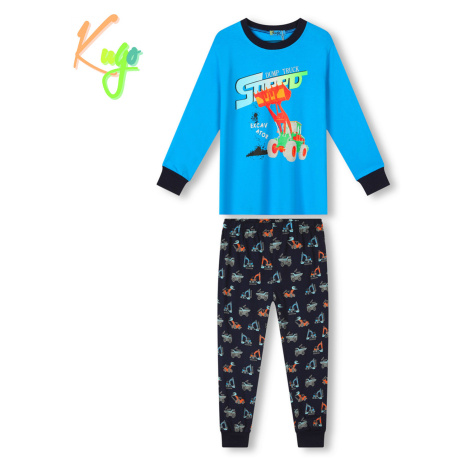 Chlapecké pyžamo - KUGO MP3778, tyrkysová / tmavě modrá Barva: Tyrkysová