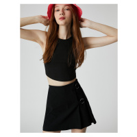 Koton Mini Shorts Skirt Viscose Metal Ring Detailed