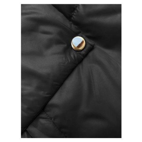 Krátká černá dámská bunda s kapucí (B8216-1) S'WEST