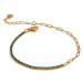GRACE Jewellery Elegantní náramek se zirkony, chirurgická ocel BN-10-1306A-5 Zelená 17 cm + 3 cm