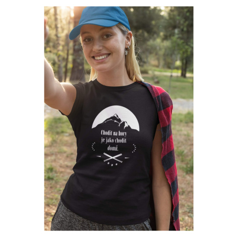 MMO Dámské tričko Chodit na hory Barva: Černá