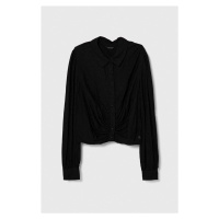 Košile Guess dámská, černá barva, regular, s klasickým límcem