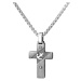 Manoki Pánský ocelový náhrdelník Guillermo Silver - chirurgická ocel, kříž WA605 Stříbrná 65 cm