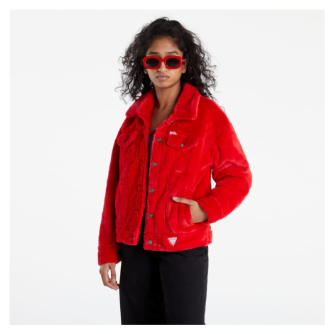 GUESS Faux Fur Jacket červená