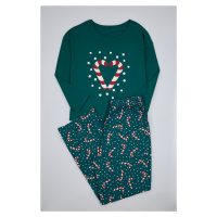 Trendyol Curve Green Christmas Themed Knitted Pajama Set