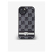 PU Leather Checkered Pattern and Stripe Zadní Kryt pro iPhone 14 Black DKNY