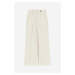 H & M - Elegantní lněné kalhoty - béžová