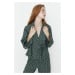 Trendyol Green Heart Pattern Viscose Woven Pajamas Set with Lace-Up Detail