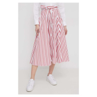 Bavlněná sukně Polo Ralph Lauren červená barva, midi, áčková, 211925079
