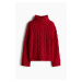 H & M - Cable-knit polo-neck jumper - červená