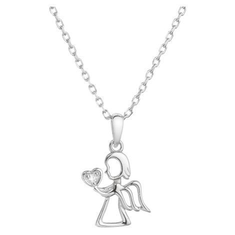 Evolution Group Stříbrný náhrdelník anděl se zirkonem v srdíčku 12073.1