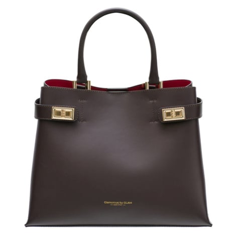 Dámská exkluzivní kabelka se zlatými detaily - tmavě hnědá Glamorous
