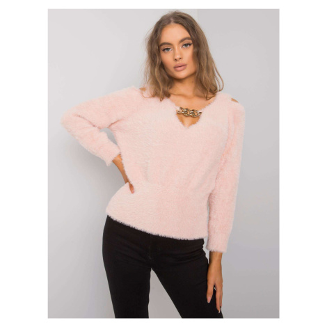 Zaprášený růžový svetr s průstřihy od Leandre RUE PARIS Fashionhunters