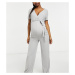 Missguided Maternity wide leg jumpsuit with wrap detail in grey