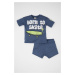 DEFACTO Baby Boy 2-Piece Set Printed Short Sleeve T-Shirt Top Elastic Waist Shorts Bottom