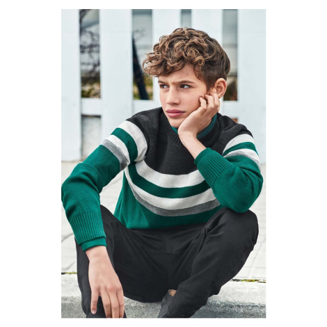 Dětský svetr s příměsí vlny Mayoral zelená barva, 7393