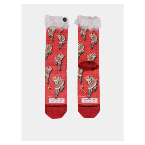 Červené dámské ponožky s vánočním motivem XPOOOS