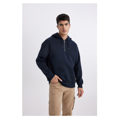 DEFACTO Oversize Fit Hooded Half Zip Sweatshirt