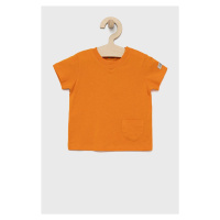 Dětské bavlněné tričko United Colors of Benetton oranžová barva, hladký