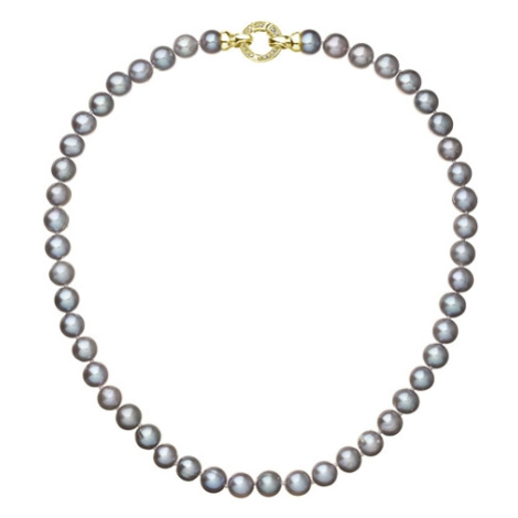 Perlový náhrdelník z pravých říčních perel šedý 22028.3 grey Au plating