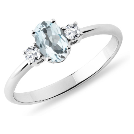 Akvamarínový zlatý prsten s diamanty KLENOTA