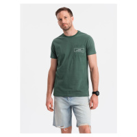 Ombre Streetstyle men's cotton t-shirt with pocket print - dark green