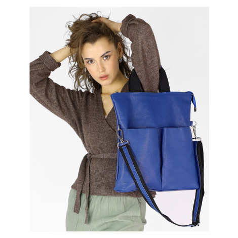 Dámská kožená shopper bag kabelka Mazzini M148 světle modrá GENUINE LEATHER