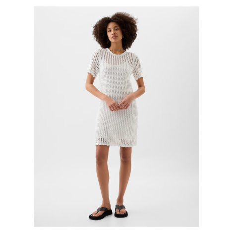 Bílé dámské děrované mini šaty GAP