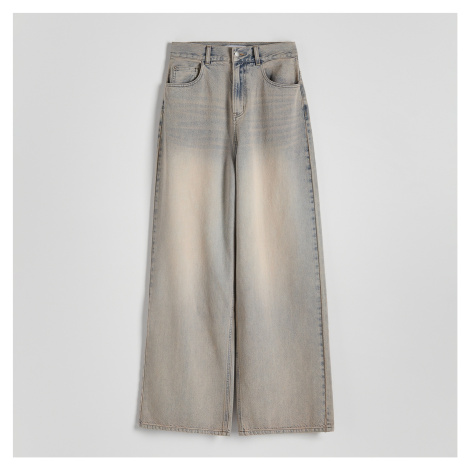 Růžové dámské džíny wide leg