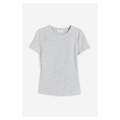 H & M - Žebrované tričko z modalové směsi - šedá H&M