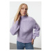 Trendyol Lilac Wide Fit Soft Textured Basic Knitwear Sweater