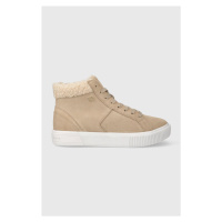 Semišové sneakers boty Tommy Hilfiger VULC SUEDE SNEAKER HI béžová barva, FW0FW07549