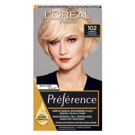 Loréal Paris Preference Permanentní barva na vlasy 102 Sydney velmi světlá blond duhová