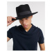 ASOS DESIGN wool wide brim pork pie hat in black with band and size adjuster
