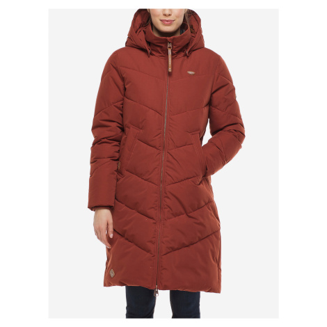 Červená dámská dlouhá prošívaná zimní bunda s kapucí Ragwear Rebelka |  Modio.cz