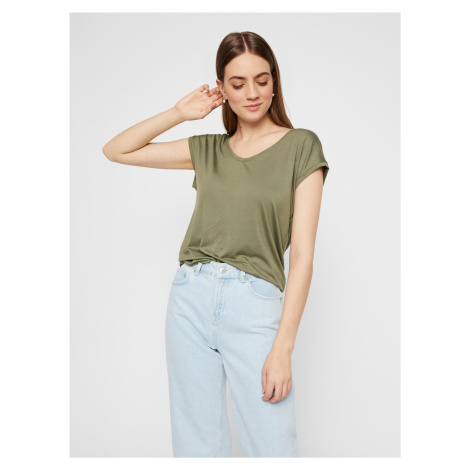 Khaki basic tričko Pieces Billo