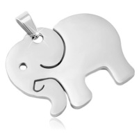 Přívěsek z chirurgické oceli ve stříbrném odstínu, matný slon s výřezy