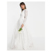 ASOS EDITION Odette lace long sleeve wedding dress with open back-White
