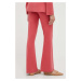 Kalhoty Twinset dámské, růžová barva, zvony, high waist