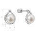 Stříbrné náušnice pecky slza s říční perlou a zirkony bílé 21096.1B