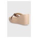 Pantofle Ipanema HIGH FASHION dámské, béžová barva, na klínku, 83520-AQ407
