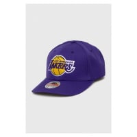 Čepice s vlněnou směsí Mitchell&Ness Los Angeles Lakers fialová barva, s aplikací