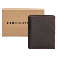 Hide & stitches Japura kožená peněženka v krabičce na výšku - tmavě hnědá