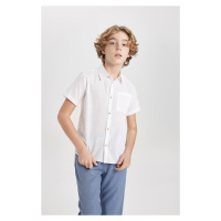 DEFACTO Boys Polo Neck Linen Look Short Sleeve Shirt