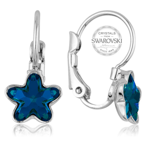 Levien Dívčí náušnice s modrým krystalem STARBLOOM