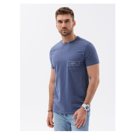 Modré pánské tričko Ombre Clothing