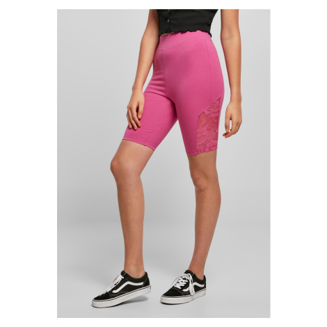 Dámské cyklistické šortky s vysokým pasem s krajkovou vložkou světlefialové Urban Classics