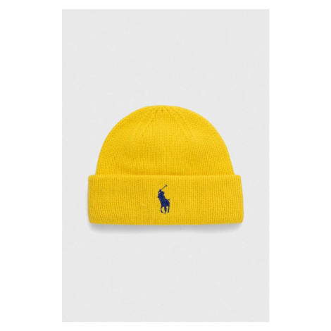 Vlněná čepice Polo Ralph Lauren žlutá barva, z husté pleteniny, 455931421