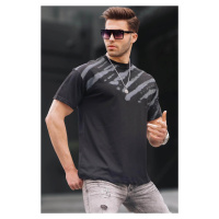 Madmext Black Patterned Over Fit Men's T-Shirt 6116