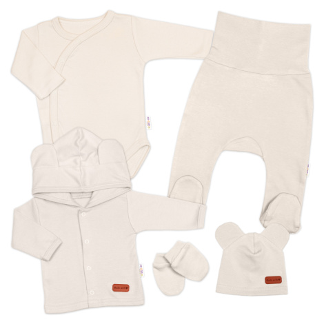 Baby Nellys 5D Bavlněná souprava pro miminko do porodnice Nature, ecru, 50